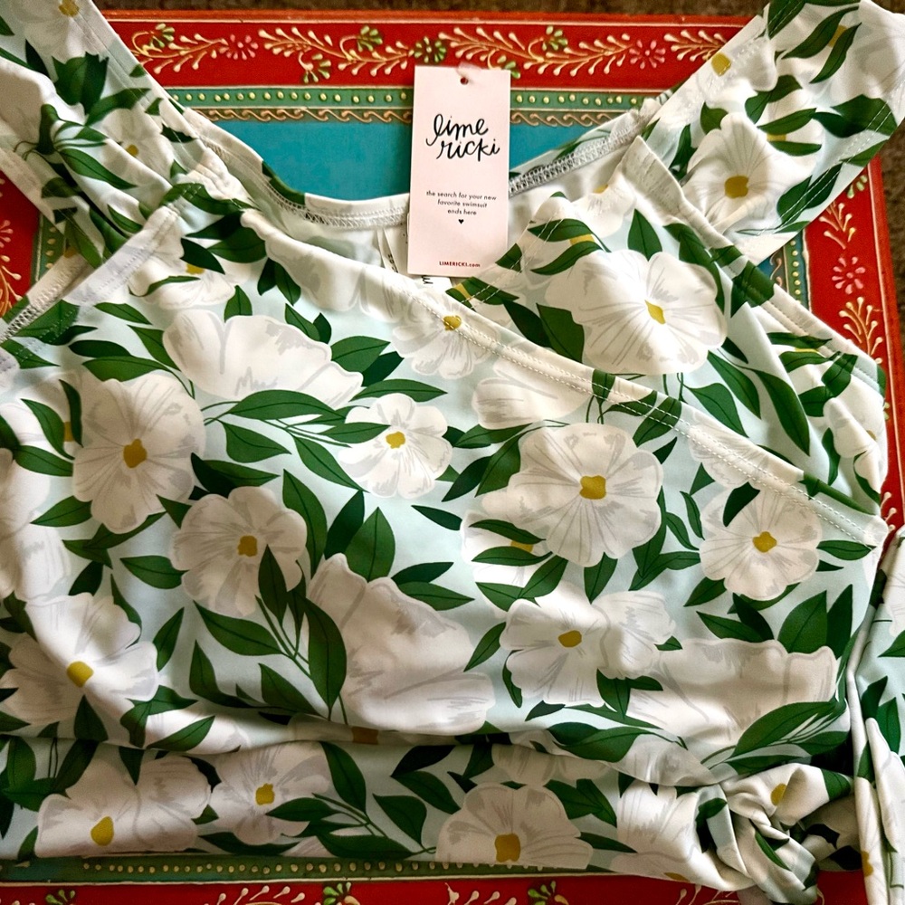 Lime Ricki Green and White Floral Top